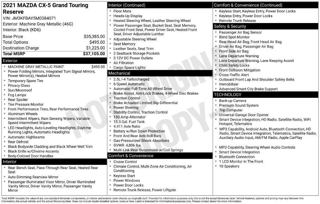 2021 Mazda Mazda CX-5 Grand Touring Reserve