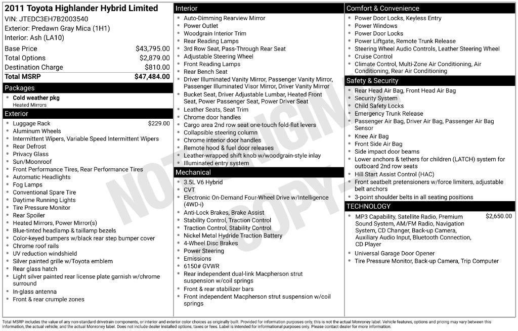 2011 Toyota Highlander Hybrid Limited