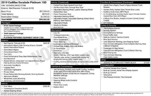 2019 Cadillac Escalade Platinum