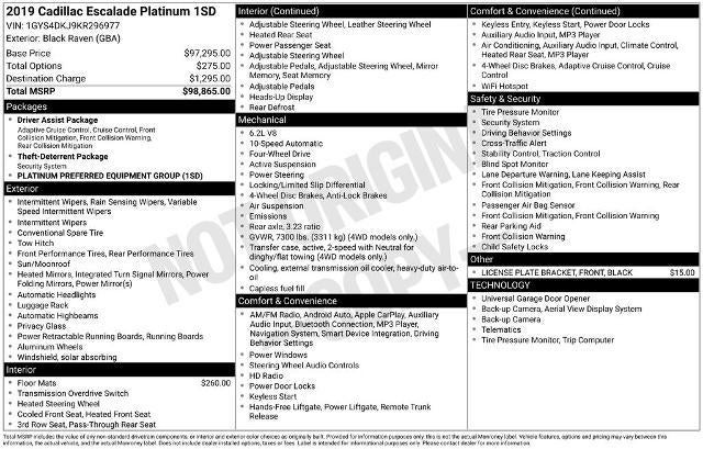 2019 Cadillac Escalade Platinum