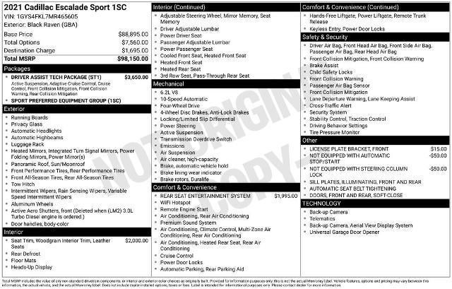 2021 Cadillac Escalade Sport