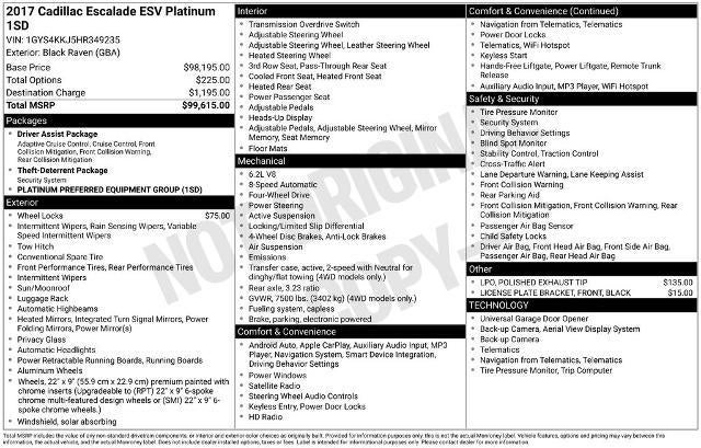 2017 Cadillac Escalade ESV Platinum
