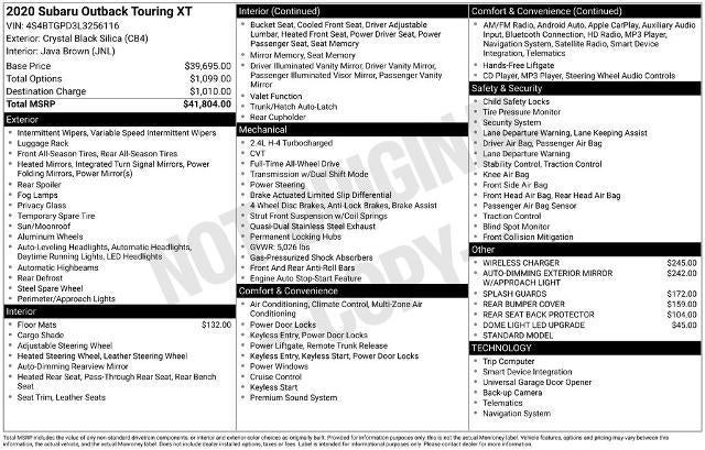 2020 Subaru Outback Touring XT
