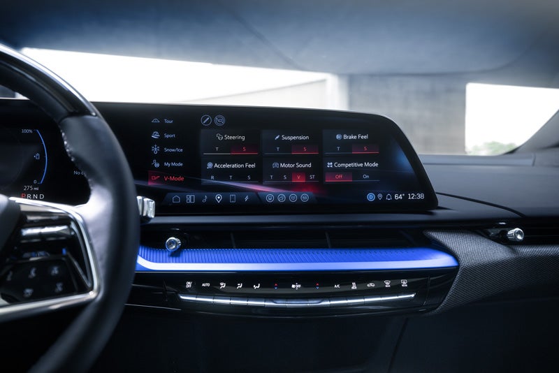 The 2026 OPTIQ-V Display Screen Displaying the V-Mode Settings | Brotherton Cadillac NW in SHORELINE WA